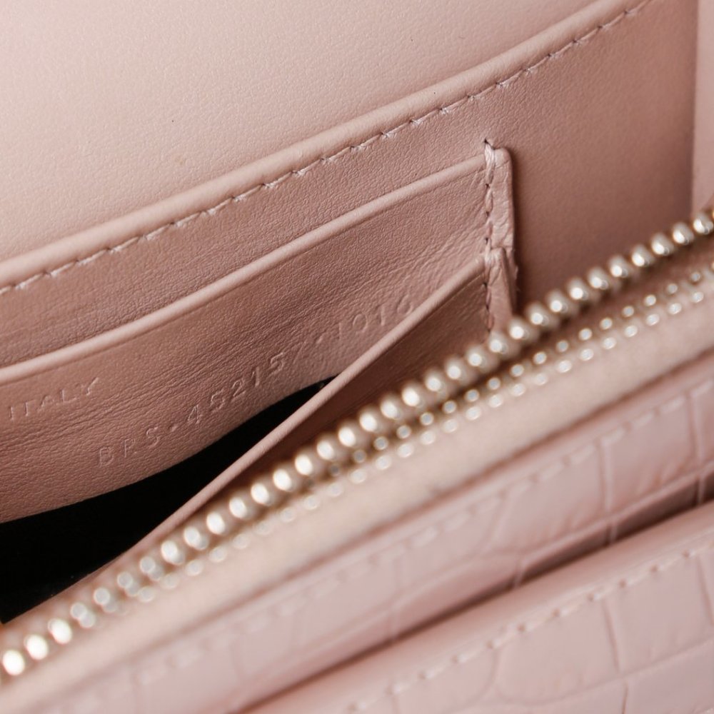 Saint Laurent Powder Pink Croc Mini Sunset Bag - Picture 9 of 9